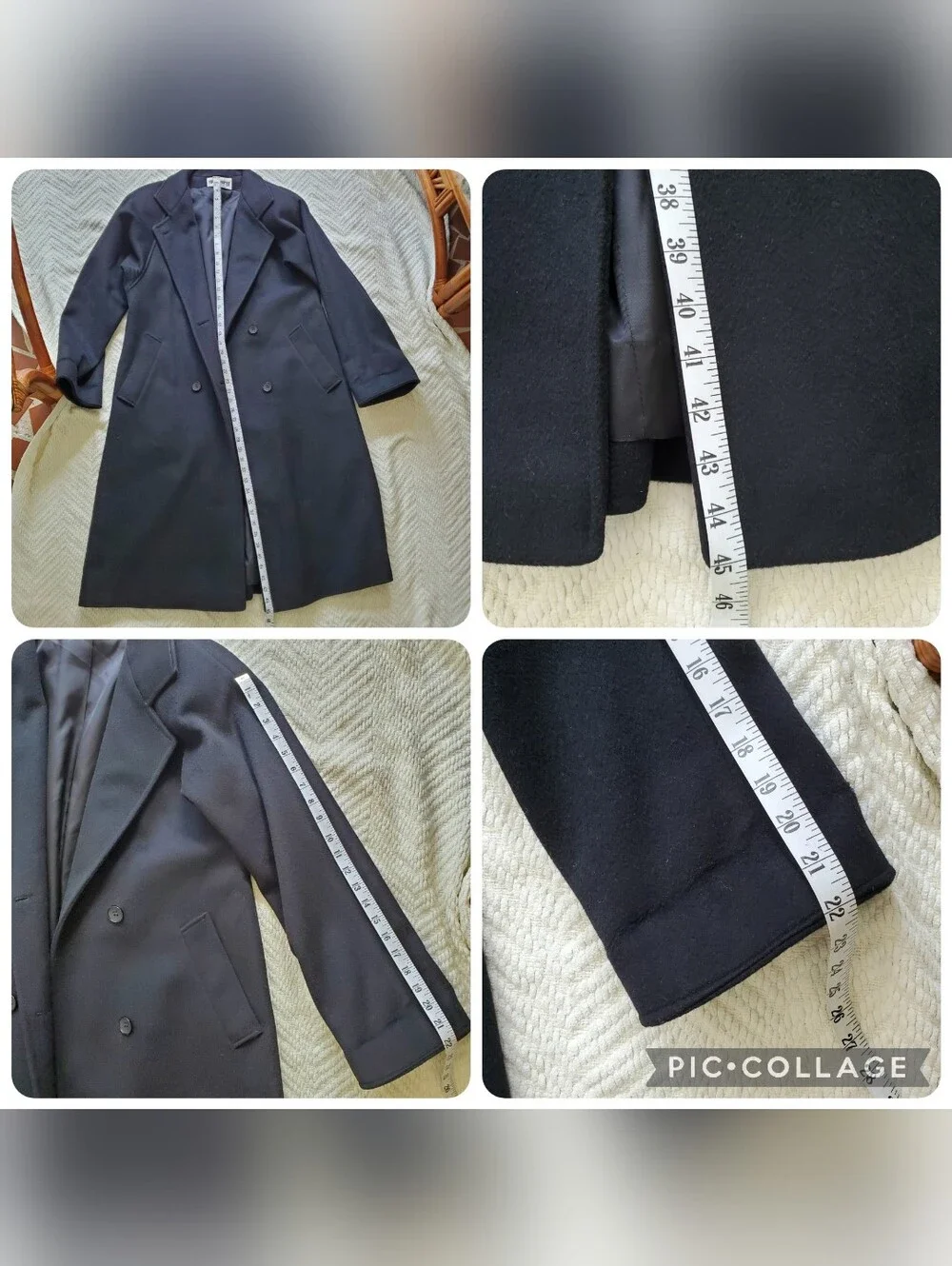Classic Vintage Black Wool Trenchcoat - Picture 12 of 14